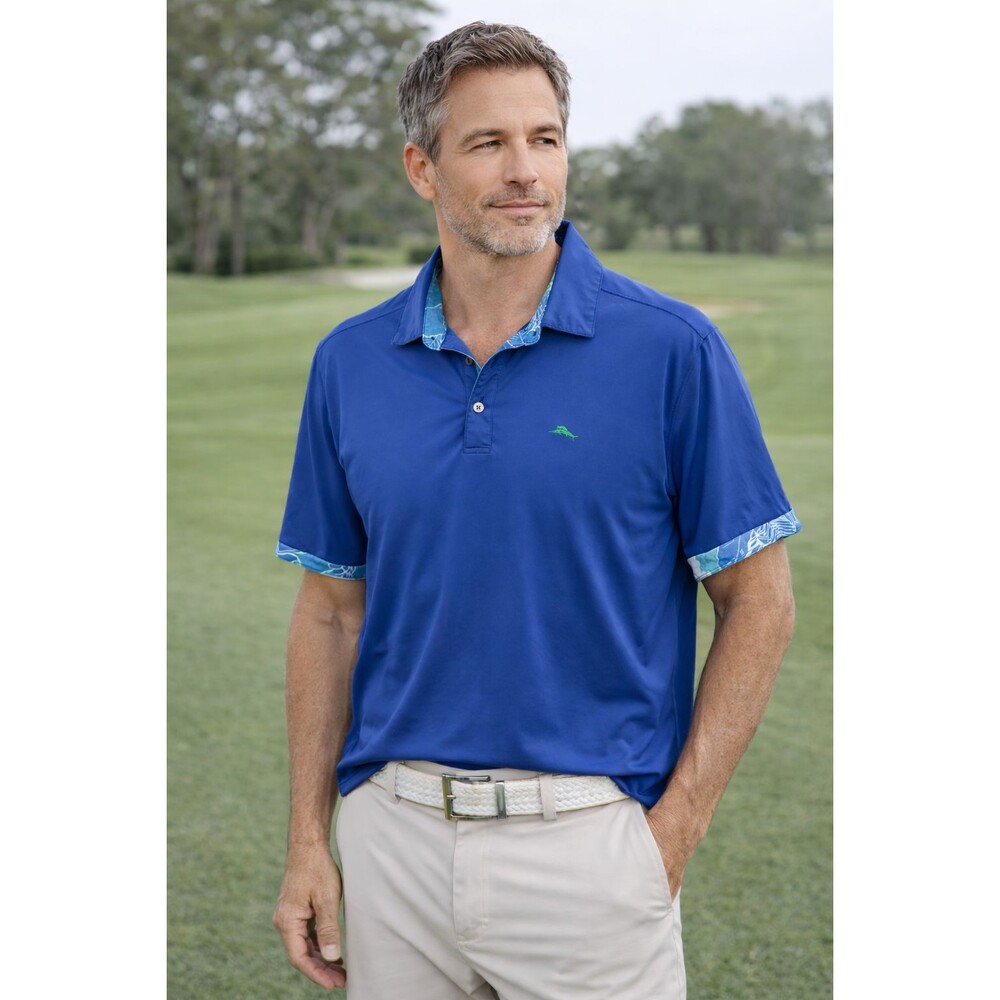 Tommy Bahama Island Zone Polo Shirt XL Blue Performance Stretch Golf Casual